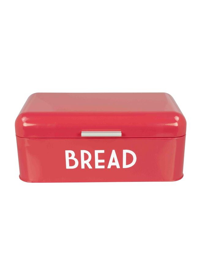 Home Basics Grove Bread Box For Kitchen Counter Dry Food Storage Container, Bread Bin, Store Bread Loaf, Dinner Rolls, Pastries, Baked Goods & More, Retro Vintage Design, Red - Image 1