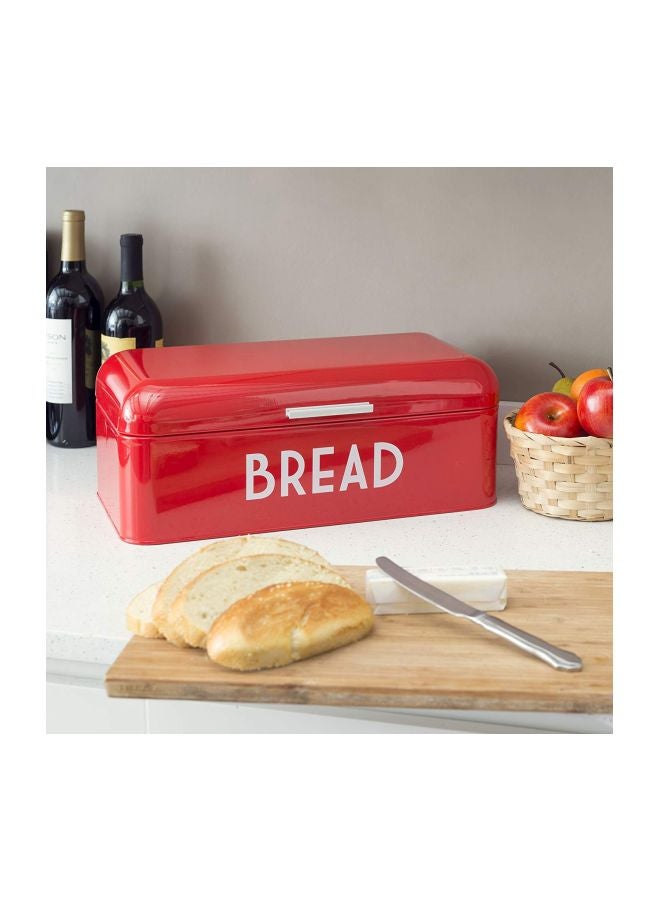 Home Basics Grove Bread Box For Kitchen Counter Dry Food Storage Container, Bread Bin, Store Bread Loaf, Dinner Rolls, Pastries, Baked Goods & More, Retro Vintage Design, Red - Image 5
