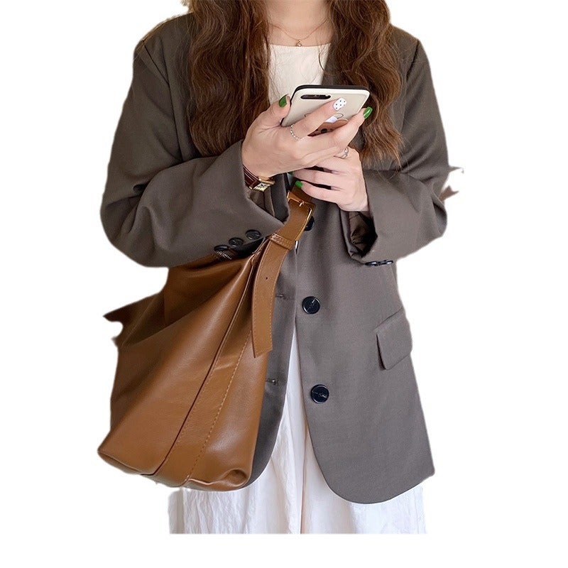 Korean Style Large Capacity Soft Tote Shoulder Bag - Image 5
