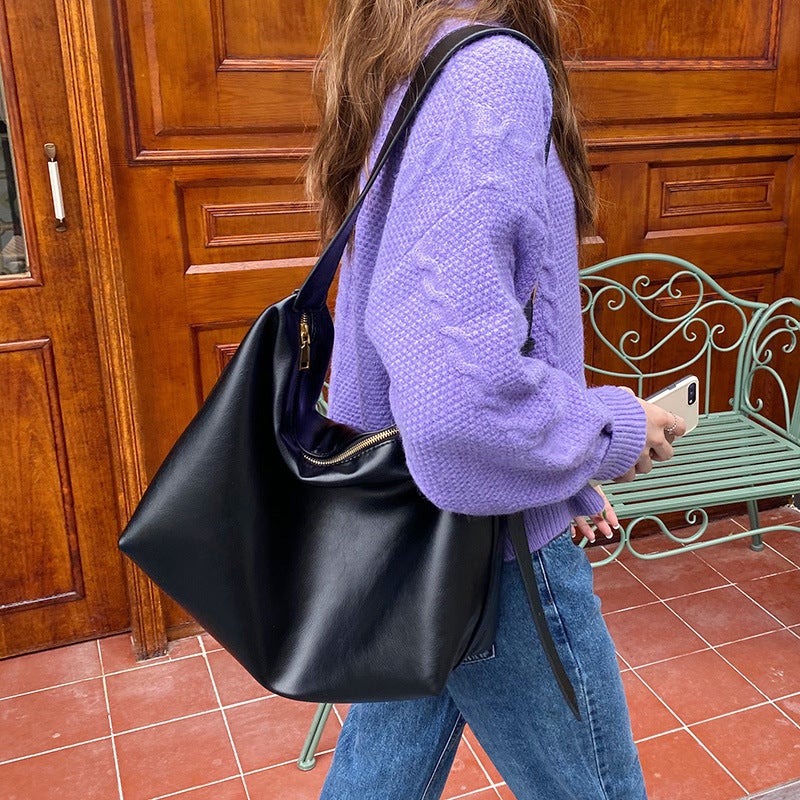 Korean Style Large Capacity Soft Tote Shoulder Bag - Image 3