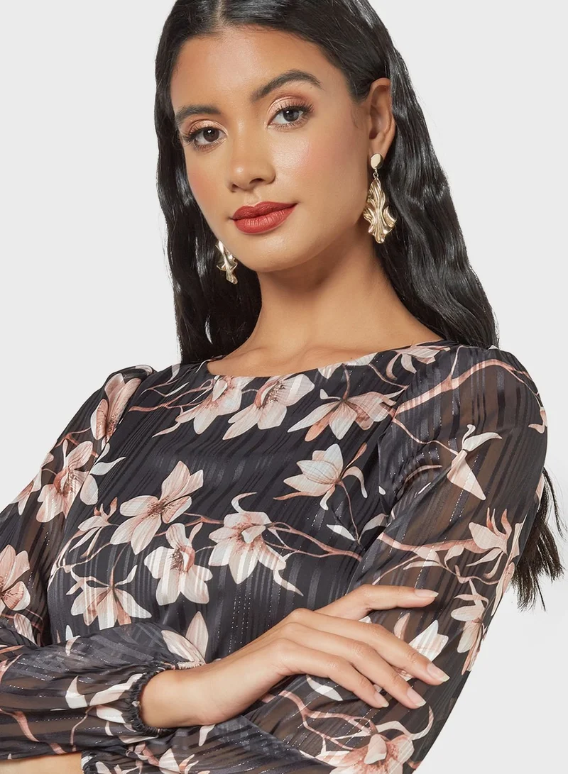 MELA LONDON Floral Pleated Dress