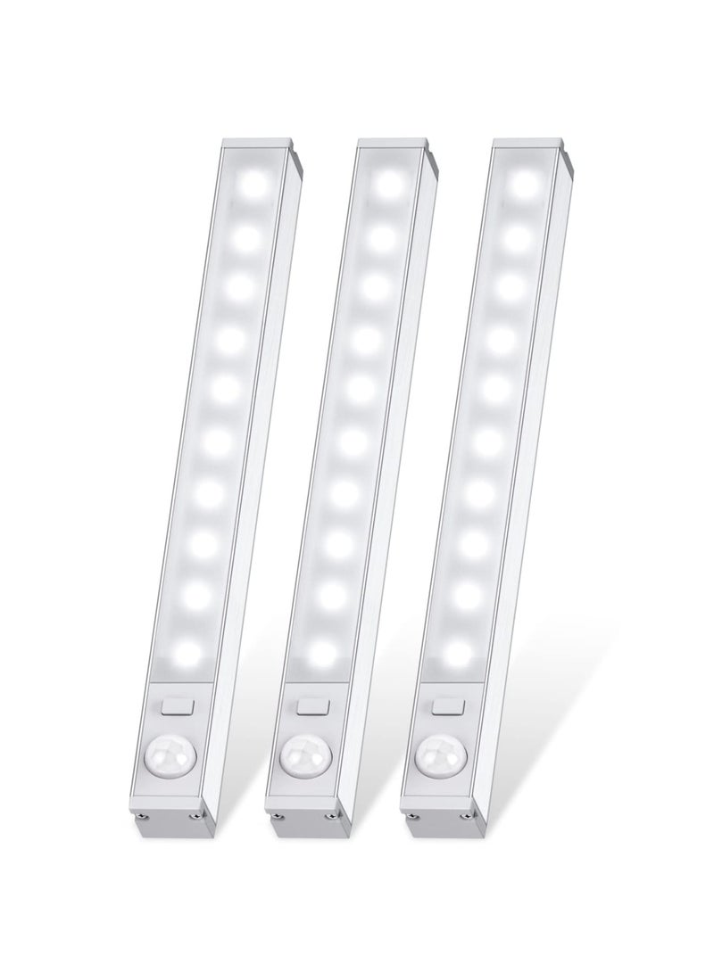 Zikra Motion Sensor Cupboard Lights Indoor, LED Automatic Night Light Cabinet Light, Cool White Kitchen Rechargeable Magnetic Light for Closet, Cabinet, Stairs, Drawer, Pantry, Cupboard, Wardrobe (3Pcs) - Image 1