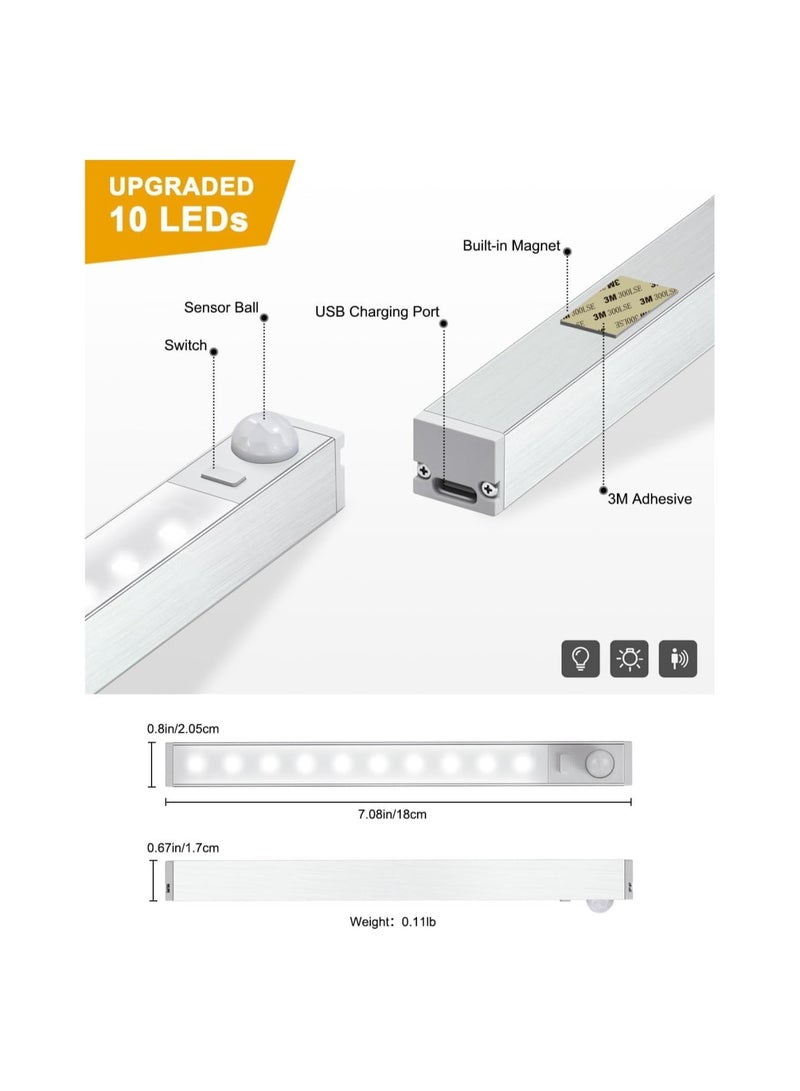 Zikra Motion Sensor Cupboard Lights Indoor, LED Automatic Night Light Cabinet Light, Cool White Kitchen Rechargeable Magnetic Light for Closet, Cabinet, Stairs, Drawer, Pantry, Cupboard, Wardrobe (3Pcs) - Image 5
