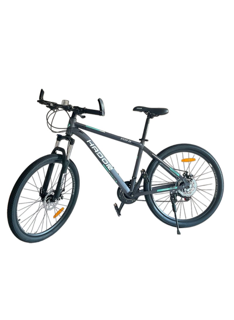 HADOR Steer Aluminum Frame 21-Speed Front Assistant Bike, 26-Inch Size, black&green  - Image 1