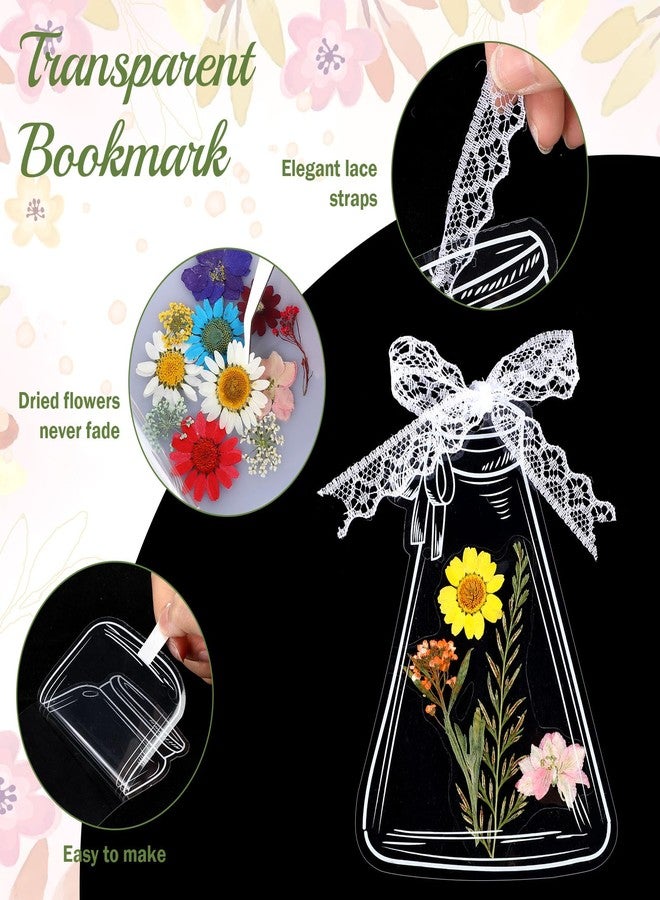 Faccito 135 Pcs Dried Flower Bookmark Making Kit Spring Craft 80 Pressed Flower and 50 Transparent Bookmarks with Hole Puncher Lace Tweezer DIY Book Mark Kits for Classroom Students Adults Party - Image 4