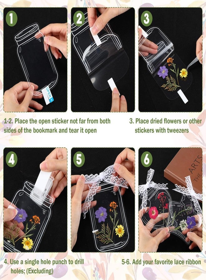 Faccito 135 Pcs Dried Flower Bookmark Making Kit Spring Craft 80 Pressed Flower and 50 Transparent Bookmarks with Hole Puncher Lace Tweezer DIY Book Mark Kits for Classroom Students Adults Party - Image 3