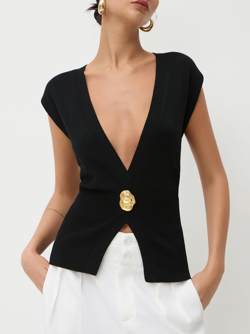 CIDER Womens Sweater Vest Deep V Neck Sleeveless Lightweight Vest Tank Tops Business Casual Trendy Outfits Black - Image 3