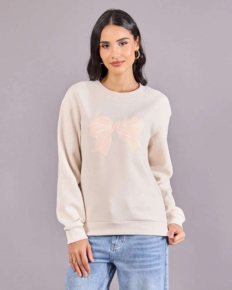 ردتاغ Women Beige Printed  Sweatshirt