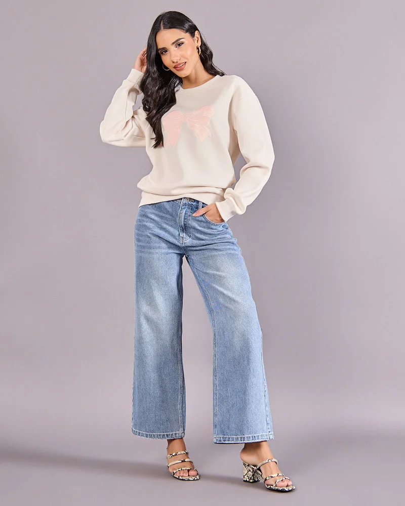 ردتاغ Women Beige Printed  Sweatshirt