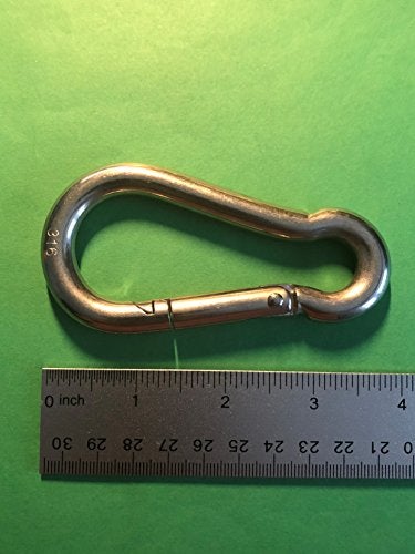 US STAINLESS 4 Pieces Stainless Steel 316 Spring Hook No Eye Carabiner 3/8" (10mm) Marine Grade - Image 2