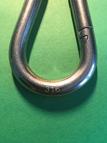 US STAINLESS 4 Pieces Stainless Steel 316 Spring Hook No Eye Carabiner 3/8" (10mm) Marine Grade - Image 3