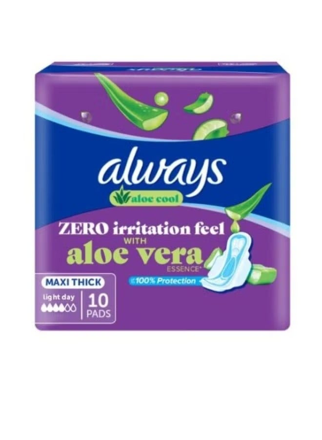 Always Always Aloe cool zero irritation feel with Aloe Vera Maxi Thick 10 Pcs  - Image 1