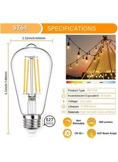 SP SUPER POWER 33FT Outdoor String Lights Commercial Great Weatherproof Strand 10 Meter 20 Hanging Sockets Decorative Lights for Outdoor Garden(10M With ST64 Clear)  - Image 2