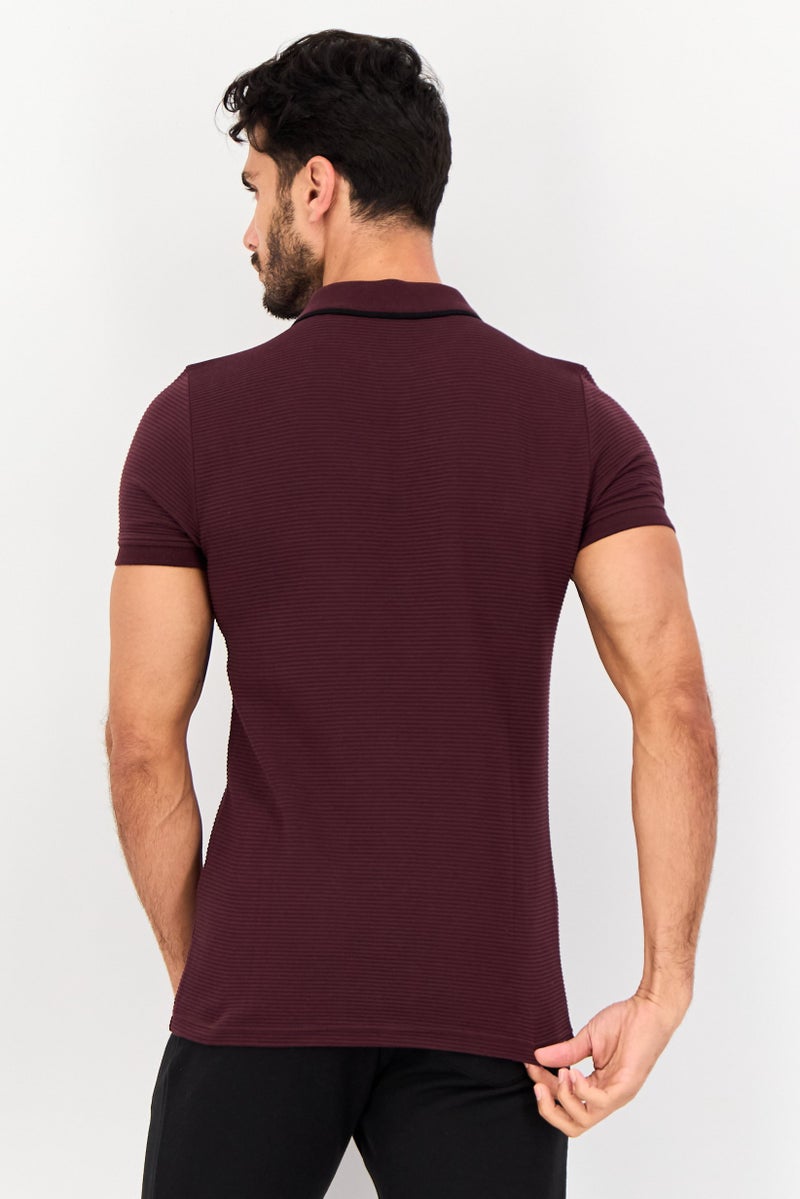 PUMA تي شيرت بولو رياضي للرجال بأكمام قصيرة، خارجي، لون مارون داكن - Image 3