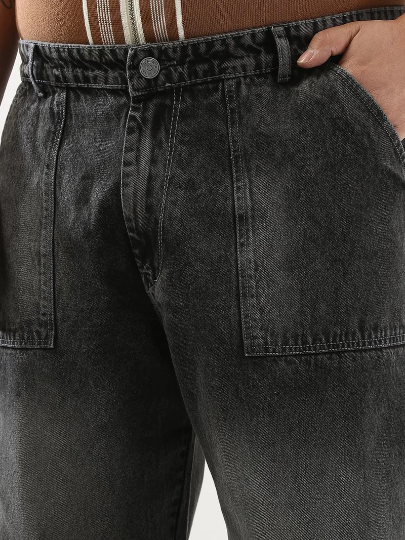 Urbano Fashion  Urbano Plus Men's Grey Loose Fit Cargo Carpenter Jeans with 6 Pockets Non-Stretchable  | Best Price UAE