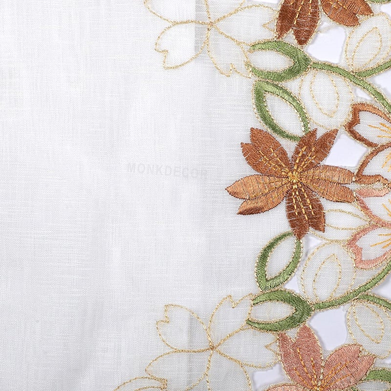MONKDECOR Tissue Embroidery 08136 Dining Table Runner Size 15x70 Inches ColorBrown