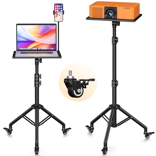 Facilife Projector Stand Tripod on Wheels, Adjustable Height 29-44 Inches, Laptop Tripod Stand Rolling, Heavy Duty Projector Tripod Metal Construction, Multifunctional for Office & Home (29-44 Inches) - Image 1