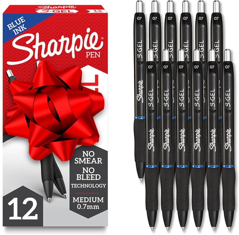 Sharpie أقلام جيلي، نقطة متوسطة (0.7 مم)، حبر أزرق، 12 قطعة - مثالية للكتابة، والتدوين، والرسم، والتلوين، وتدوين الملاحظات، ولوازم الكلية - Image 1