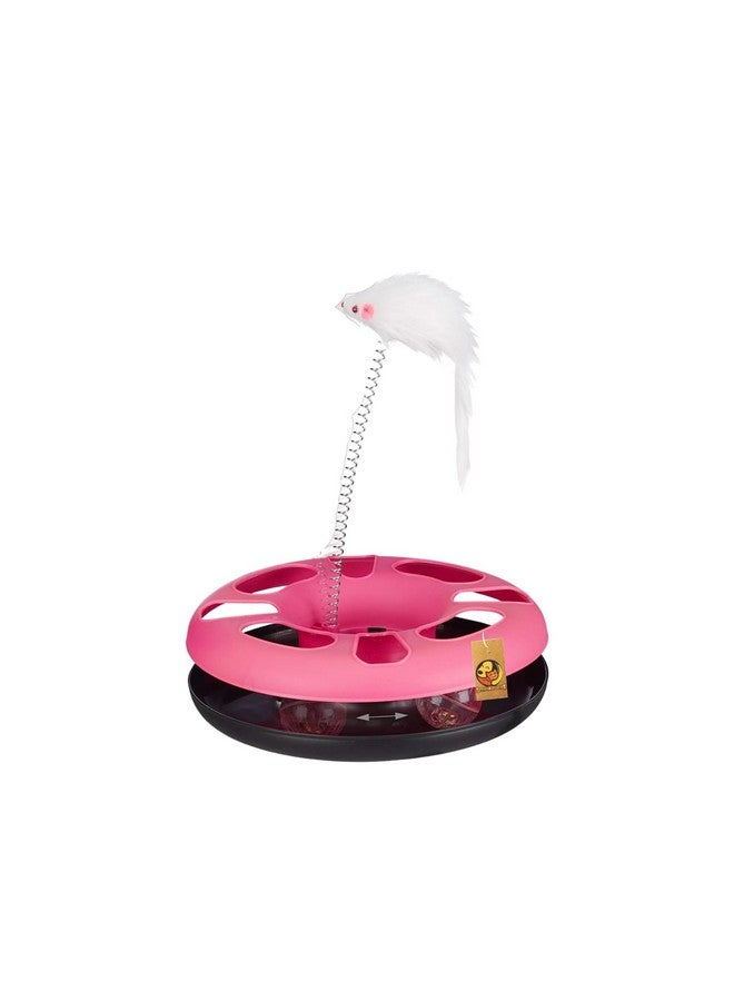 دائرة قطط سعيدة مع جرس كرة وعصا استفزاز للقطط والقطط الصغيرة (قد يختلف اللون) | لعبة تفاعلية ممتعة لممارسة الرياضة والصحة البدنية للقطط والقطط الصغيرة - Image 1