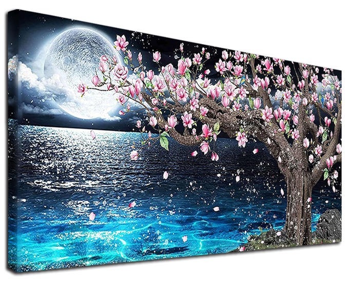 315 X 157 INCH DIY 5D LARGE CHRISTMAS DIAMOND ART KITS FOR ADULTS MOON TREE FULL ROUND DRILL DIAMOND PAINTING KITS ORNAMENT CRAFT GEMS PAINT BY NUMBER FOR HOME WALL DECOR RELAX GIFT