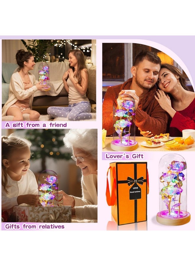 وورم تري هدايا عيد ميلاد للنساء، زهور زجاجية من جلاكسي روز عيار 24 قيراط، زهور محفوظة مضيئة في قبة زجاجية، هدايا للأم والزوجة والجدة والصديقة - Image 5