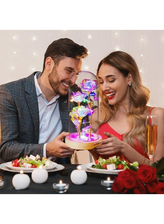 وورم تري هدايا عيد ميلاد للنساء، زهور زجاجية من جلاكسي روز عيار 24 قيراط، زهور محفوظة مضيئة في قبة زجاجية، هدايا للأم والزوجة والجدة والصديقة - Image 4