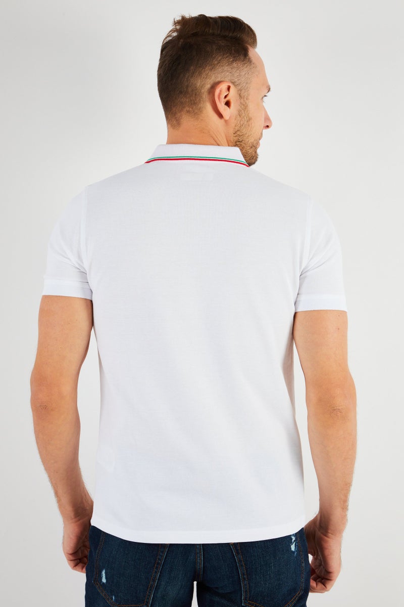 Scuderia Ferrari Men Regular Fit Short Sleeve Golf Polo Shirts, White  - Image 4