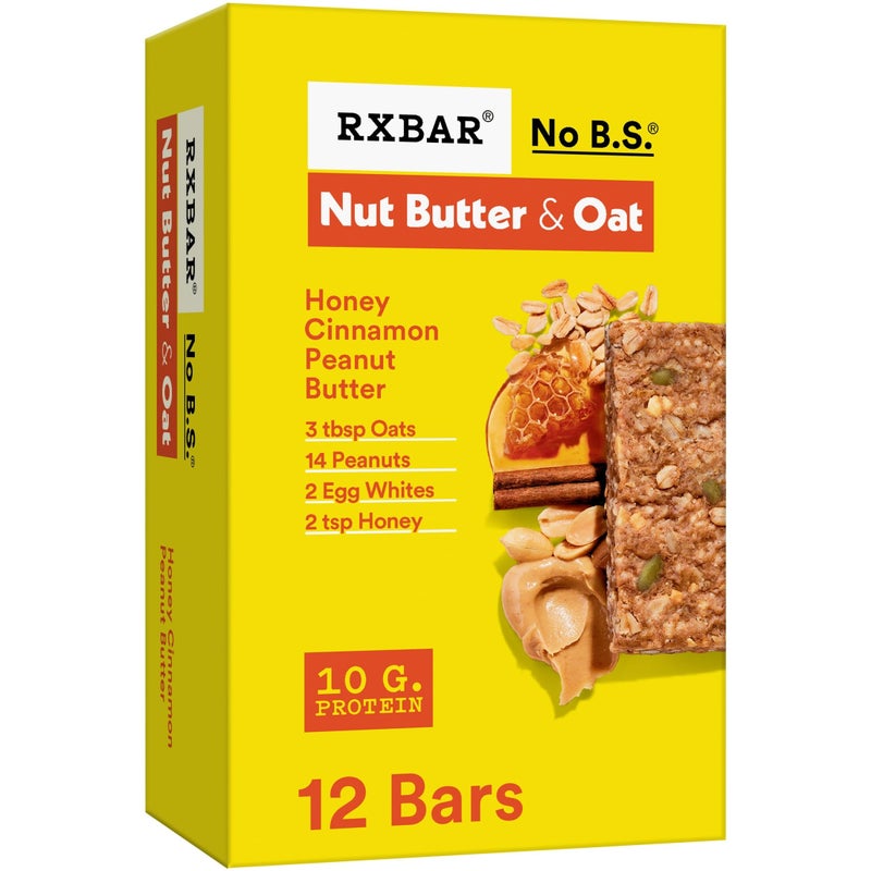 RXBAR Nut Butter and Oat Protein Bars, Protein Snacks, Snack Bars, Honey Cinnamon Peanut Butter, 23.2oz Box (12 Count) - Image 1