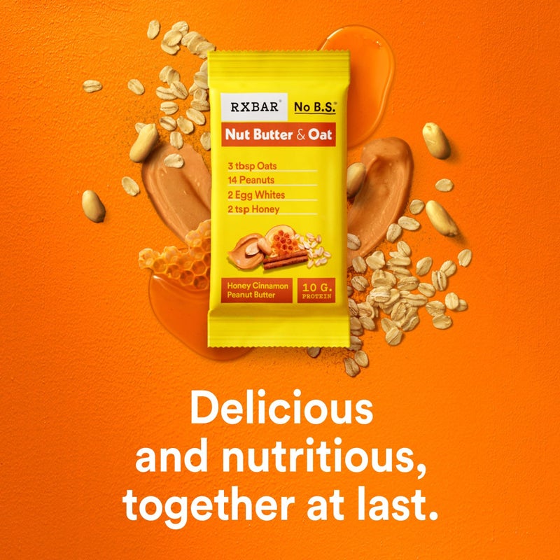 RXBAR Nut Butter and Oat Protein Bars, Protein Snacks, Snack Bars, Honey Cinnamon Peanut Butter, 23.2oz Box (12 Count) - Image 4