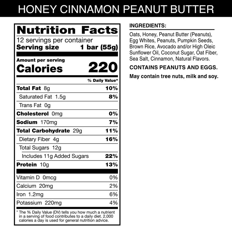 RXBAR Nut Butter and Oat Protein Bars, Protein Snacks, Snack Bars, Honey Cinnamon Peanut Butter, 23.2oz Box (12 Count) - Image 2