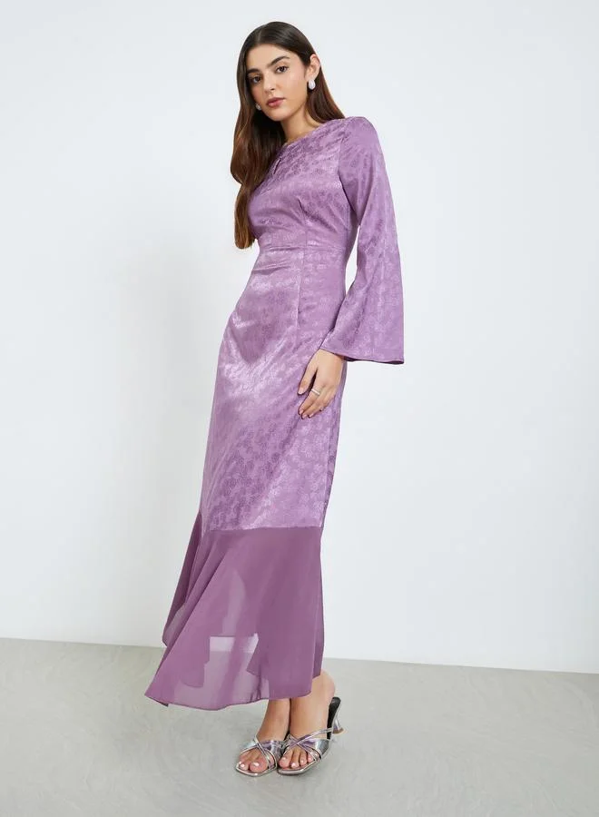 Styli  Women Purple Long Sleeves A-Line Maxi Dress for Women | Best Price UAE