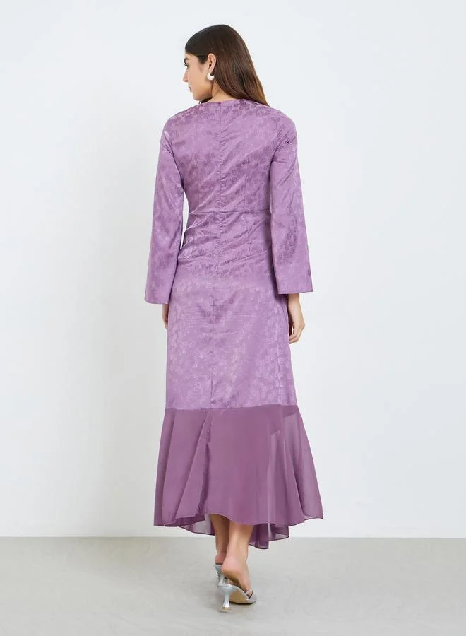 Styli  Women Purple Long Sleeves A-Line Maxi Dress for Women | Best Price UAE
