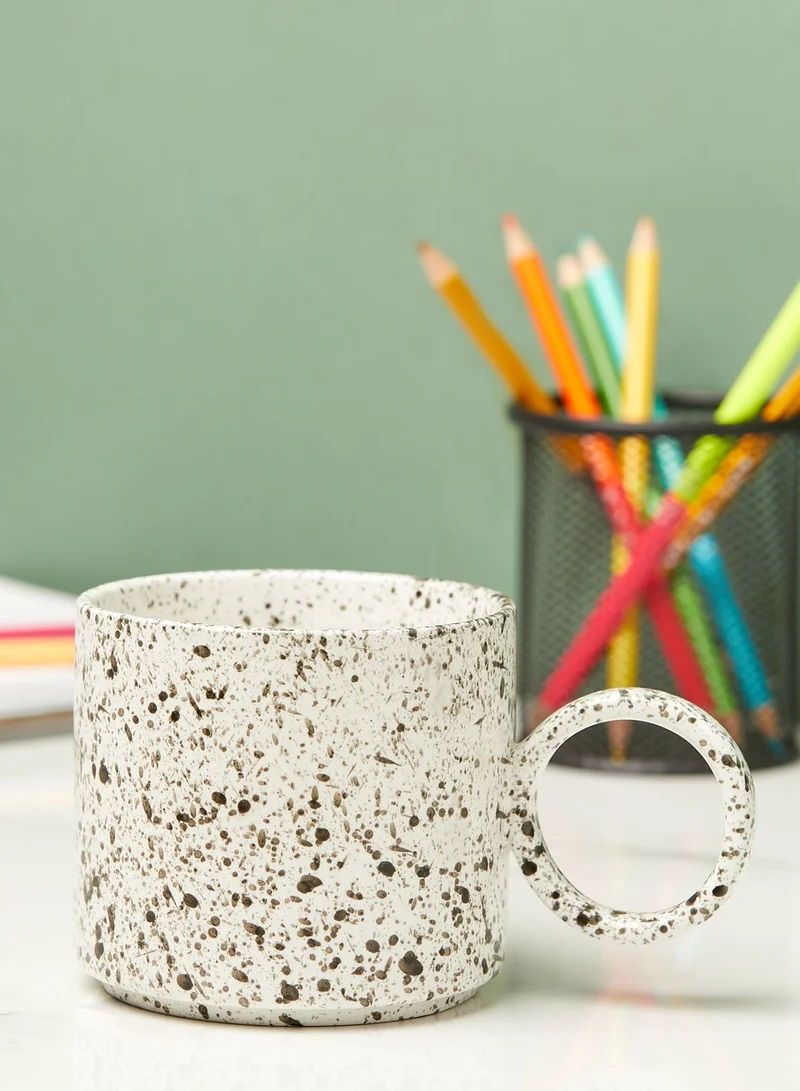 AURORA White Speckle Glaze Round Handle Mug