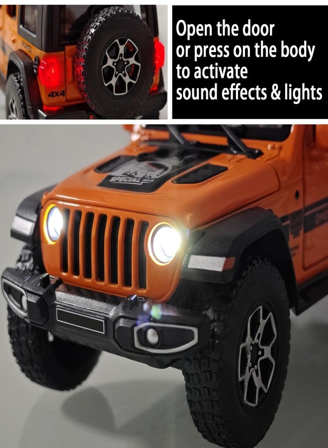 ERBADIHAGO Toy Cars 1/32 Die-cast Pull Back Collectible Model Car with Sound and Light Toy Vehicle for 3+Year Old Boys Festival Gift Orange Car - Image 2