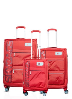 Skybags Vanguard Set of 3 Luggage with Anti Theft Zipper| Smooth Dual Wheels| Wet Pouch for toiletries| Cabin, Medium, Large| Coral  - Image 1