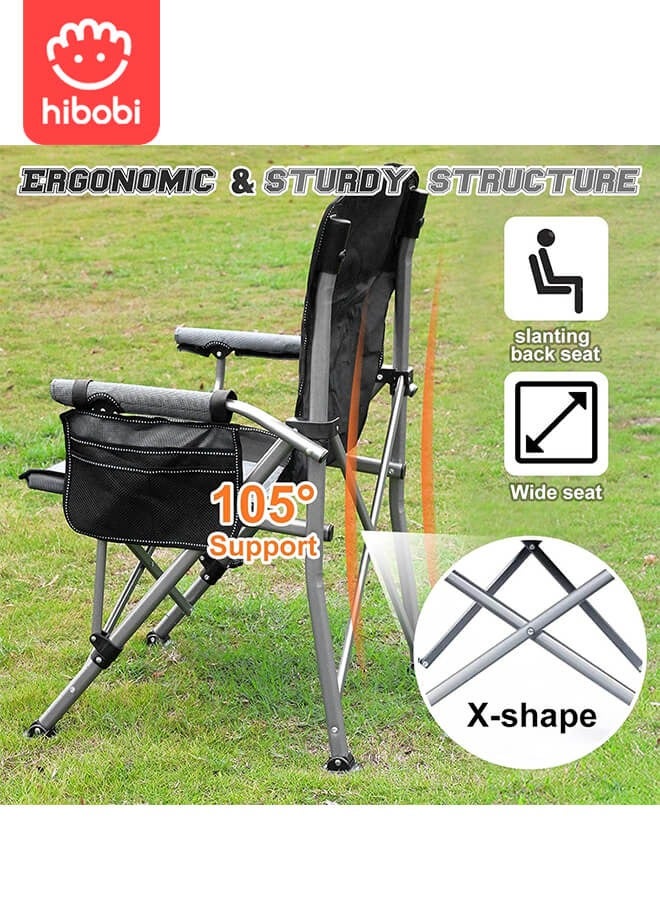 استكشاف الجبال كراسي تخييم قابلة للطي، كراسي خارجية مزودة بحقائب تخزين جانبية وحوامل أكواب، كراسي صيد، كراسي شاطئ - Image 3