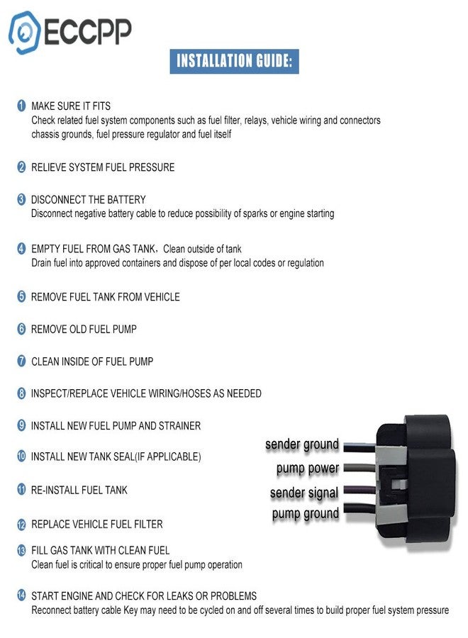 ECCPP Fuel Pump Replacement E3508M Compatible with Chevy Tahoe for GMC Yukon for Cadillac Escalade 2001 2002 2003 V8 5.3L 6.0L 4.8L - Image 4