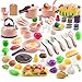 Zero Zoo 120Pcs Mini Play Kitchen Accessories Kids Pretend Cooking Playset with Desserts Cuttable Veggies BBQ Storage Basket Educational RolePlay Gift for Toddlers Child Pink - Image 2