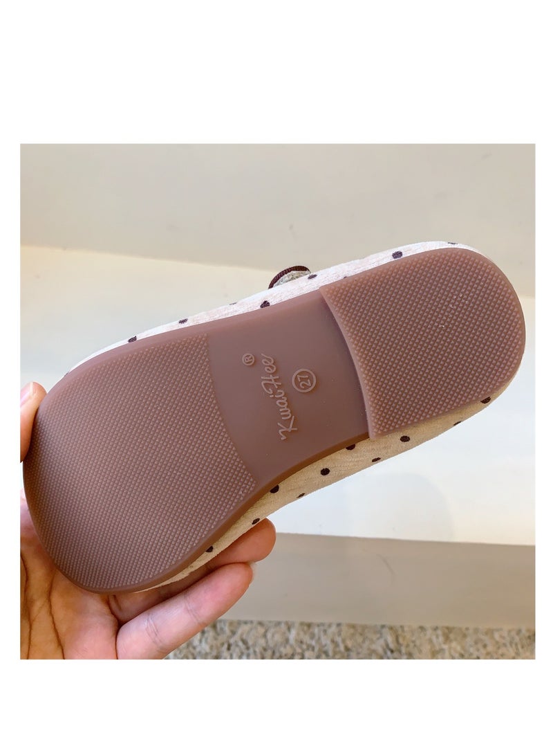 Polka Velvet Children's Shoes, Children's Single Shoes, Girls' Princess Shoes, Shallow Mouth Flat Bottom Baby Shoes - Image 4