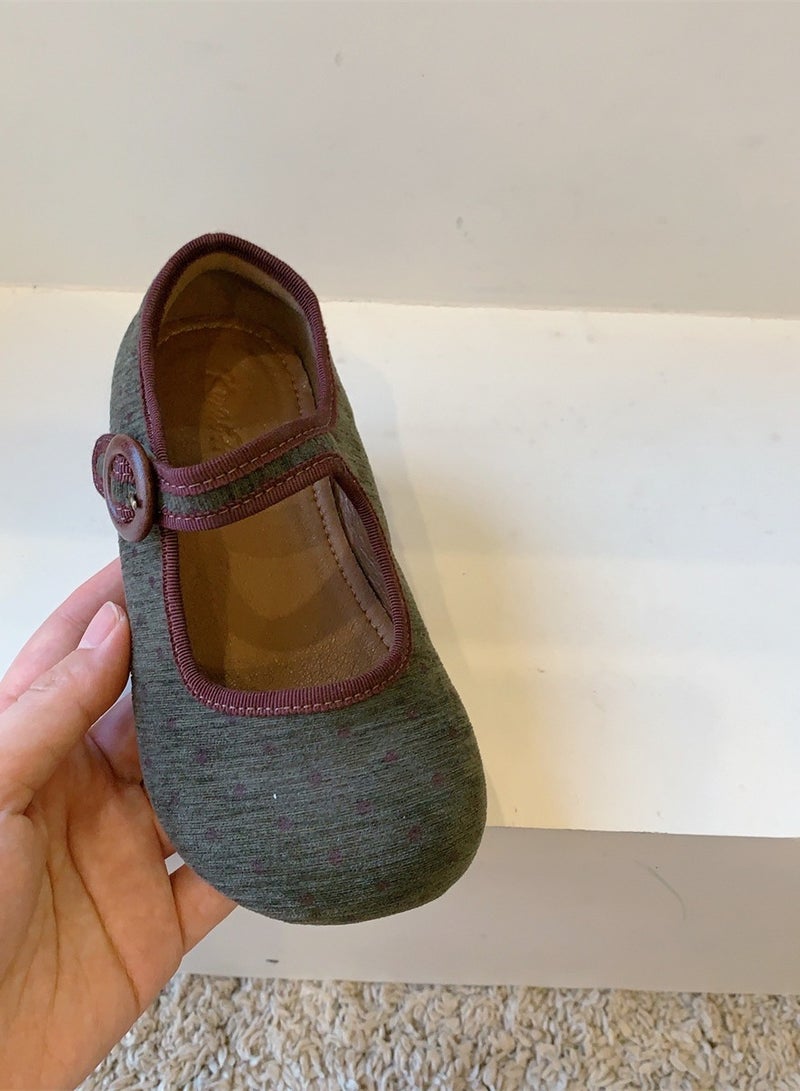 Polka Velvet Children's Shoes, Children's Single Shoes, Girls' Princess Shoes, Shallow Mouth Flat Bottom Baby Shoes - Image 3
