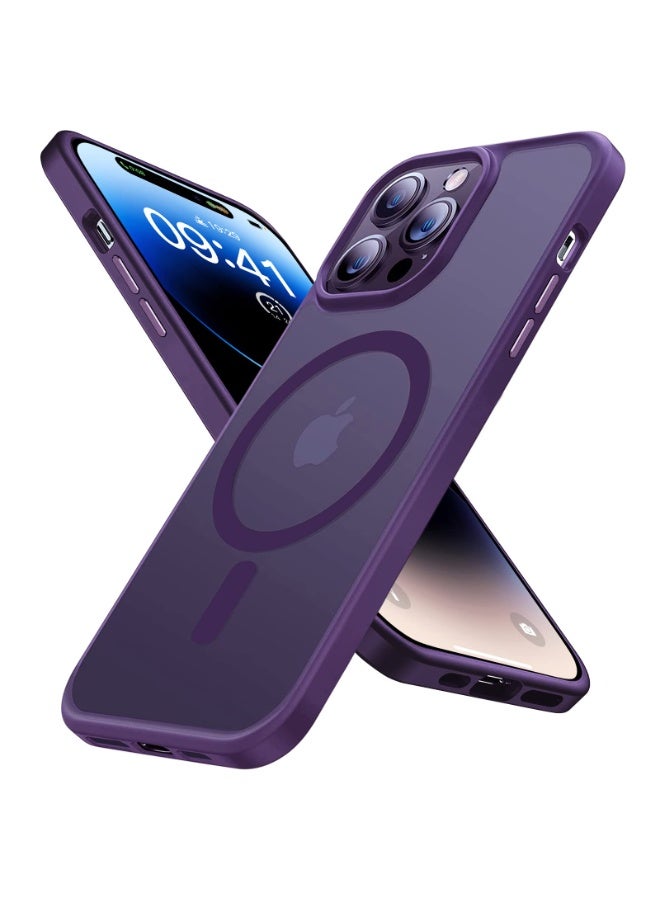 INFOSUN iPhone 14 Pro Case Cover Compatible with Magsafe Magnetic Designed Shockproof Case Translucent Matte Protective Cover Back Hard Cases with Magnet for iPhone 14 Pro Case Purple - Image 1