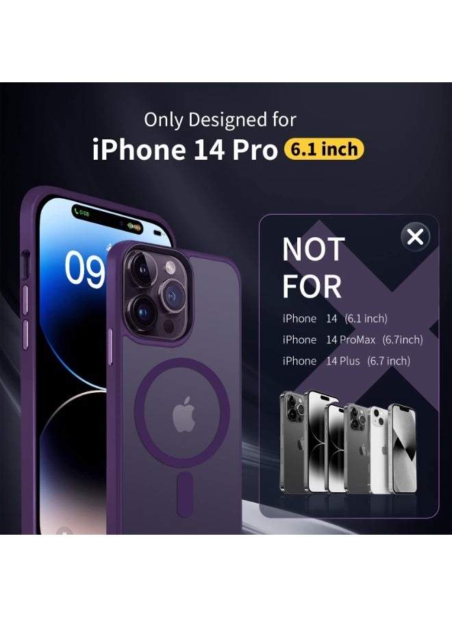 INFOSUN iPhone 14 Pro Case Cover Compatible with Magsafe Magnetic Designed Shockproof Case Translucent Matte Protective Cover Back Hard Cases with Magnet for iPhone 14 Pro Case Purple - Image 2