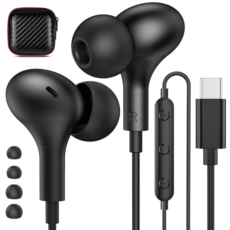 APETOO USB C Headphones for Samsung Galaxy S24 Ultra S23 FE S22 S21 A35 Note20 10+ Flip Fold,Magnetic Wired Earbuds Noise Isotiolan in-Ear Type C Earphones with Microphone for iPhone 16 15 Pro Max,Android - Image 1