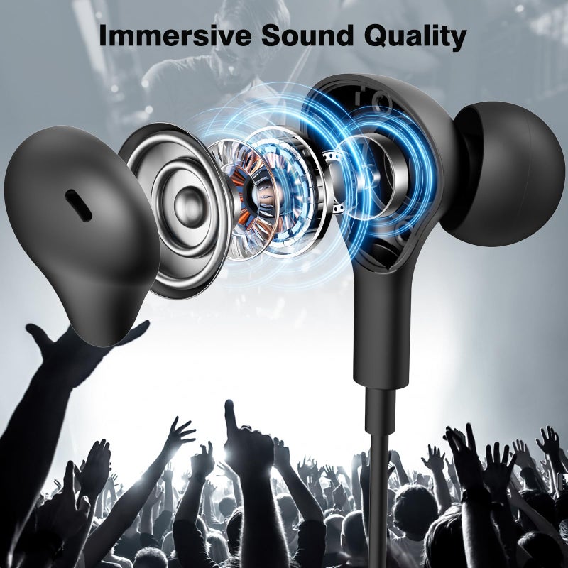 APETOO USB C Headphones for Samsung Galaxy S24 Ultra S23 FE S22 S21 A35 Note20 10+ Flip Fold,Magnetic Wired Earbuds Noise Isotiolan in-Ear Type C Earphones with Microphone for iPhone 16 15 Pro Max,Android - Image 2