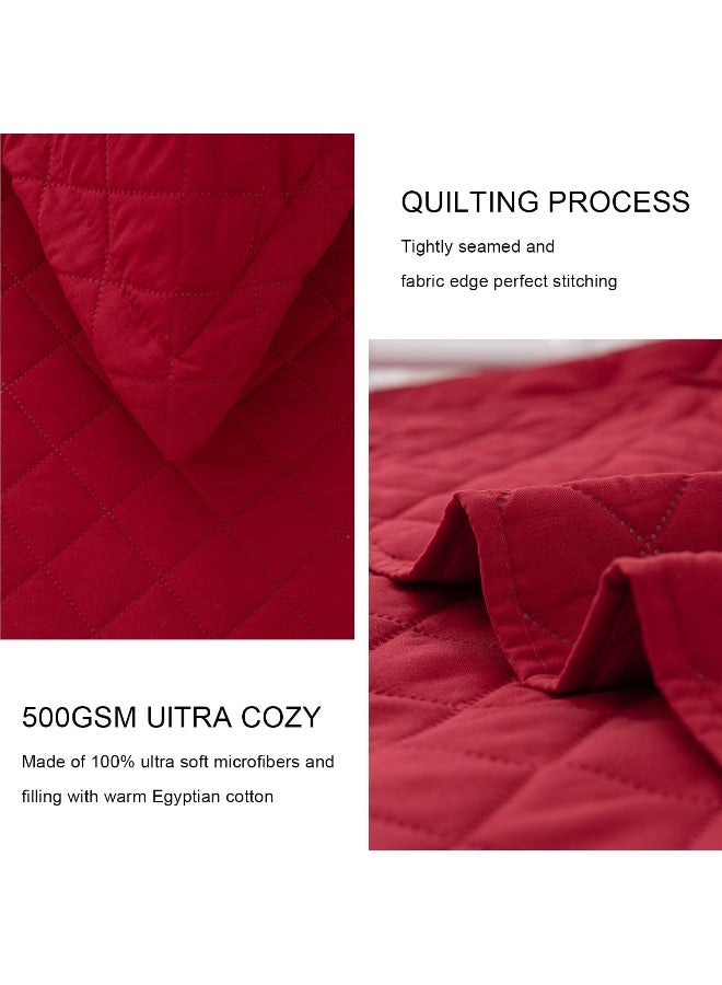 Feyocn Feyocn 5-Piece Daybed Cover Set Burgundy Red, Twin Cozy Daybed Bedding Sets for All Season Lightweight Daybed Comforter Bedspread, Geometric Print Day Bed Cover for Twin Bed with 4 Pillow Shams, 39"x75"  - Image 3