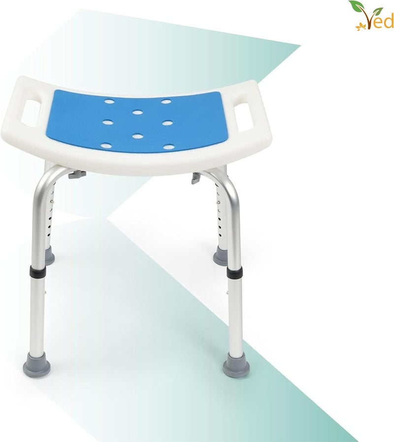 VED Adjustable Non-Slip Shower Stool – Lightweight Rust-Free Aluminium Bath Chair for Elderly, Disabled, Pregnancy, Post Surgery, 14.96 to 20.07 inch (38 to 51 cm) - Image 2