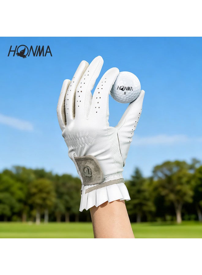 Honma  New Floral Series Golf Gloves Wear-resistant Non-slip Sports Gloves White/pink Xs - Image 2