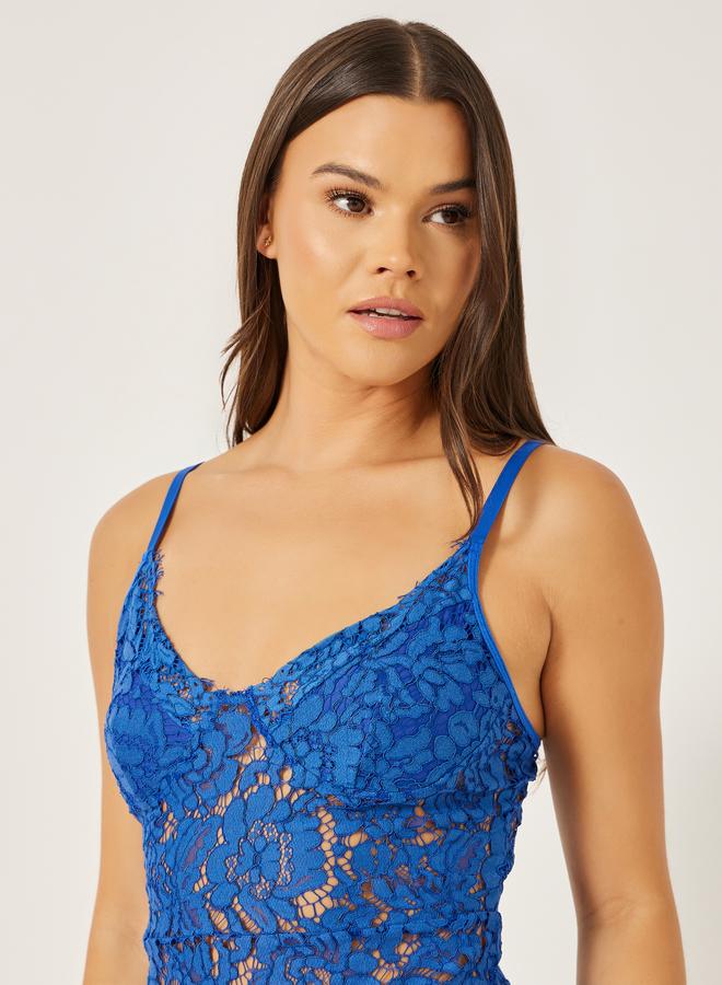 Closet All Over Crochet Lace Side Split Slip Dress - Image 4