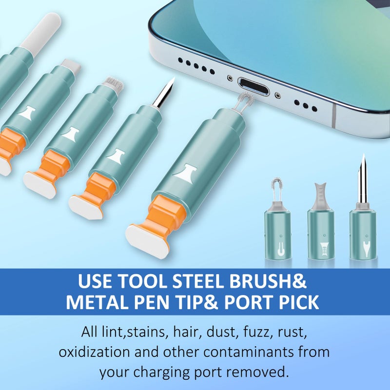 Ordilend for iPhone Cleaning Kit for Charging Port Cleaner, Multi-Tool iPhone Cleaner Repair Lightning Cable, Cell Phone Cleaning Kit for iPad, Connector, Speaker, Airpod with Storage Case, Mint - Image 3