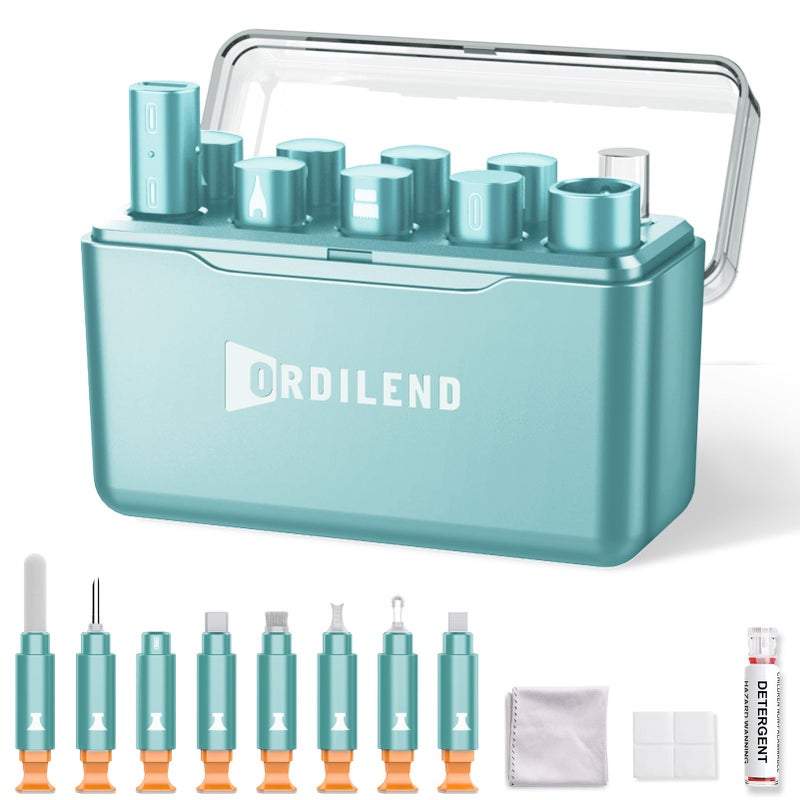 Ordilend for iPhone Cleaning Kit for Charging Port Cleaner, Multi-Tool iPhone Cleaner Repair Lightning Cable, Cell Phone Cleaning Kit for iPad, Connector, Speaker, Airpod with Storage Case, Mint - Image 1